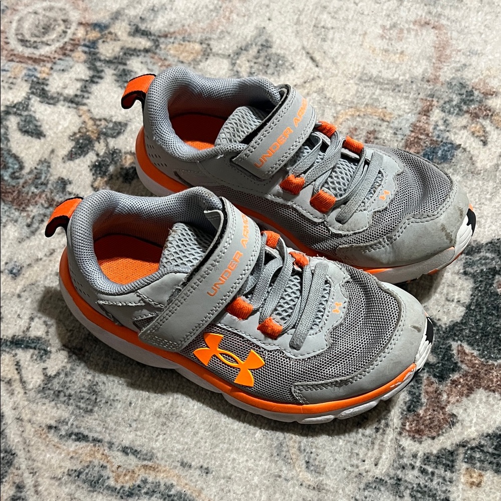 Under Armour Gray and Orange Kids' Athletic Sneakers
